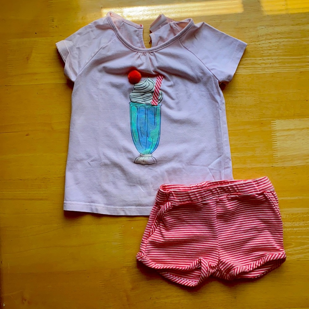 Baby Girl 12M Ice Cream Matching Shirt & Shorts